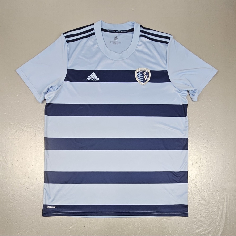Adidas Sporting Kansas City MLS Soccer Jersey Mens 2XL Blue 21-22 Hoops 3.0 Kit